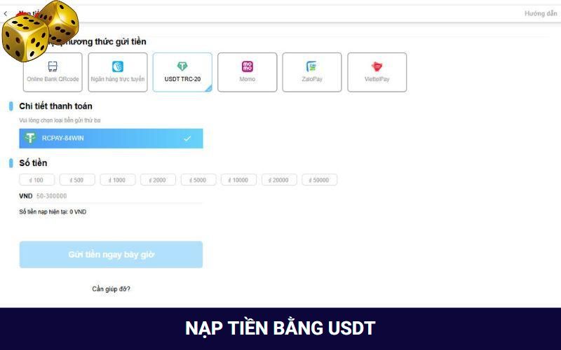 Nạp hệ thống bằng USDT bảo mật tốt